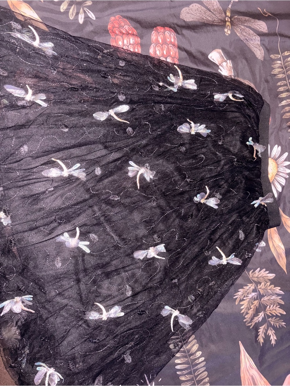 Whimsigoth Black Mess Dragonfly Skirt